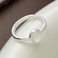 Silver Oval Moonstone Minimal Ring