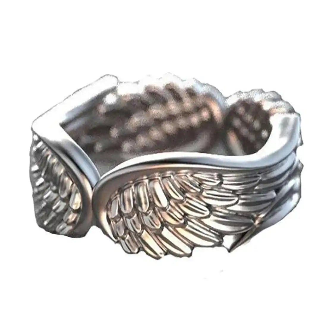 Silver Angel Wings Adjustable Ring
