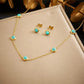 Bohemian Silver Turquoise Necklace, Earrings & Bracelet Set