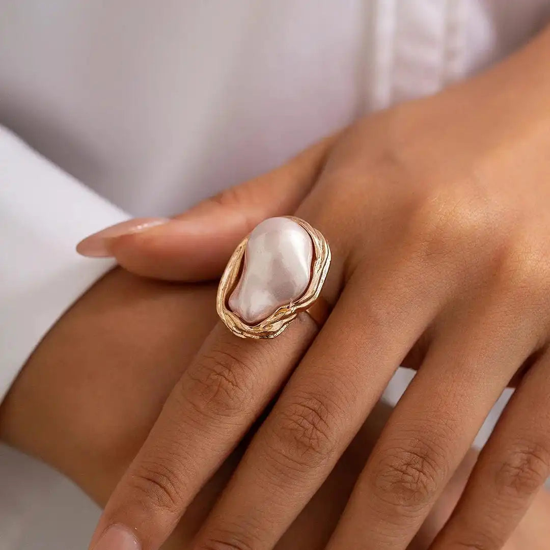 Chunky Baroque Pearl Cocktail Rings