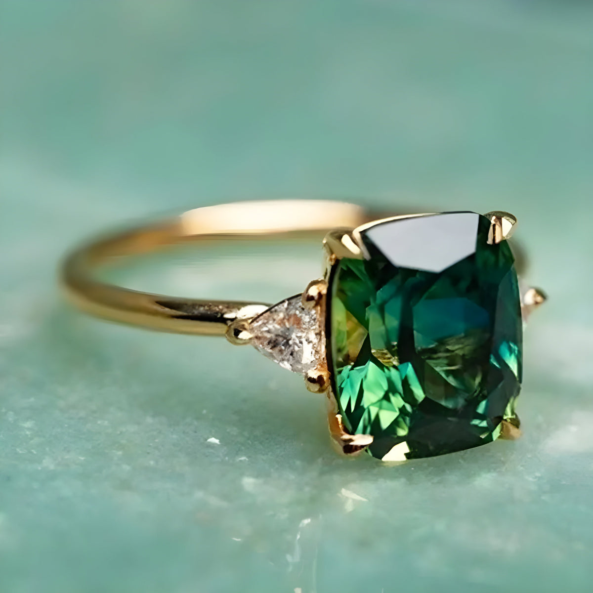 Elegant Square Emerald Ring