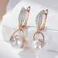 Crystal Leaf Pearl Dangle Earrings