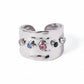 Adjustable Hammered Wide Rainbow Crystal Ring
