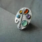Artist Palette Multicolor Gemstone Adjustable Ring