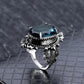 Vintage Silver Oval Blue Zirconia Ring