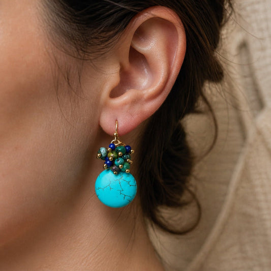 Turquoise Cluster Drop Earrings