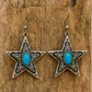 Antiqued Silver Turquoise Star Earrings