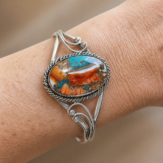 Vintage Oval Stone Cuff Bracelet