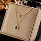 Emerald Layered Double Gold Necklace