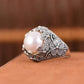 Floral Filigree Moonstone Dome Ring