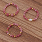 3pcs Set Amethyst Beaded Rings