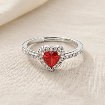 Crimson Heart Halo Crystal Ring