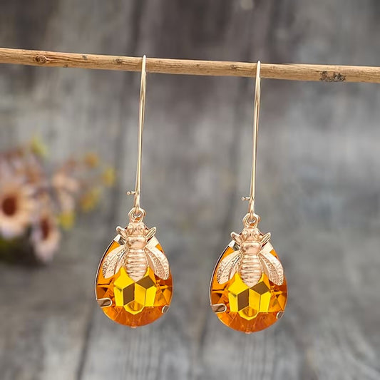 Whimsical Amber Bee Earrings