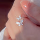 White Gold Double Butterfly Zirconia Ring