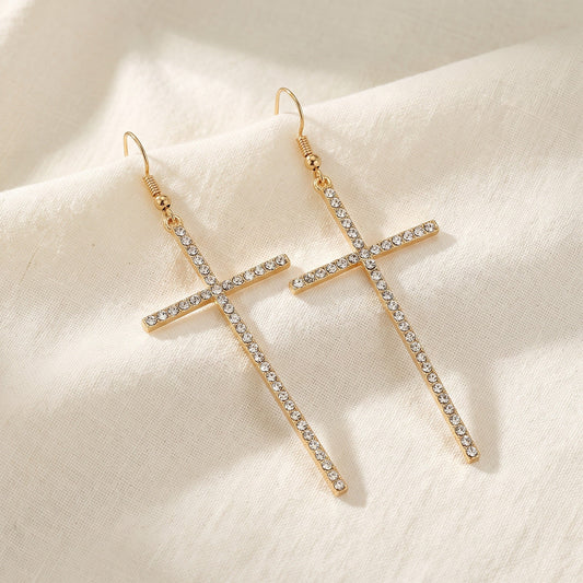 Crystal Cross Dangle Earrings