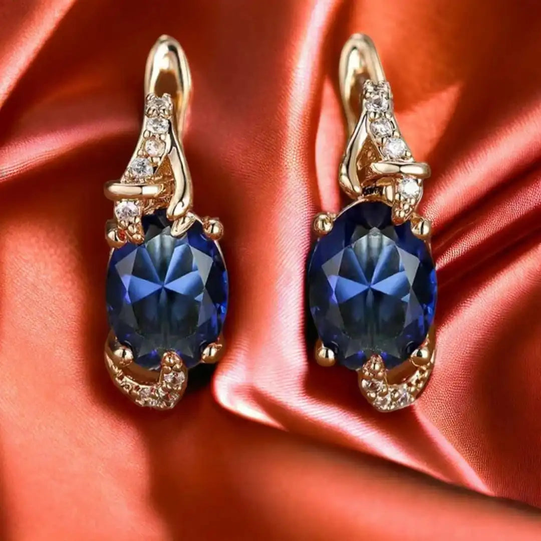 Royal Midnight Gold Drop Earrings