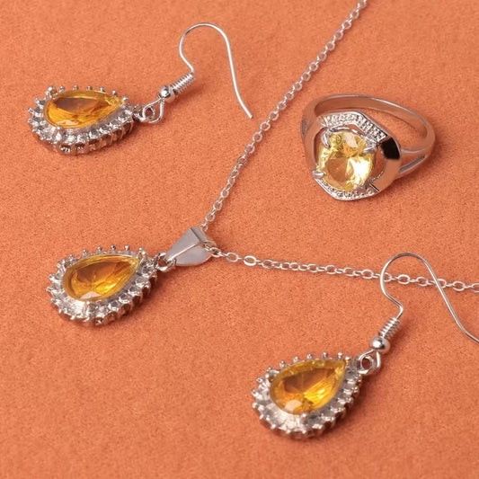 Exquisite Yellow Teardrop Set