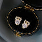 Gold Zirconia Owl Stud Earrings