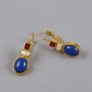 Gold Plated Lapis Dangle Earrings