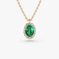 Vintage Petite Emerald Halo Necklace