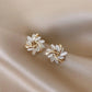 Gold Leaf White Opal Stud Earrings