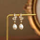 Pearl Leaf Cluster Drop Earrings