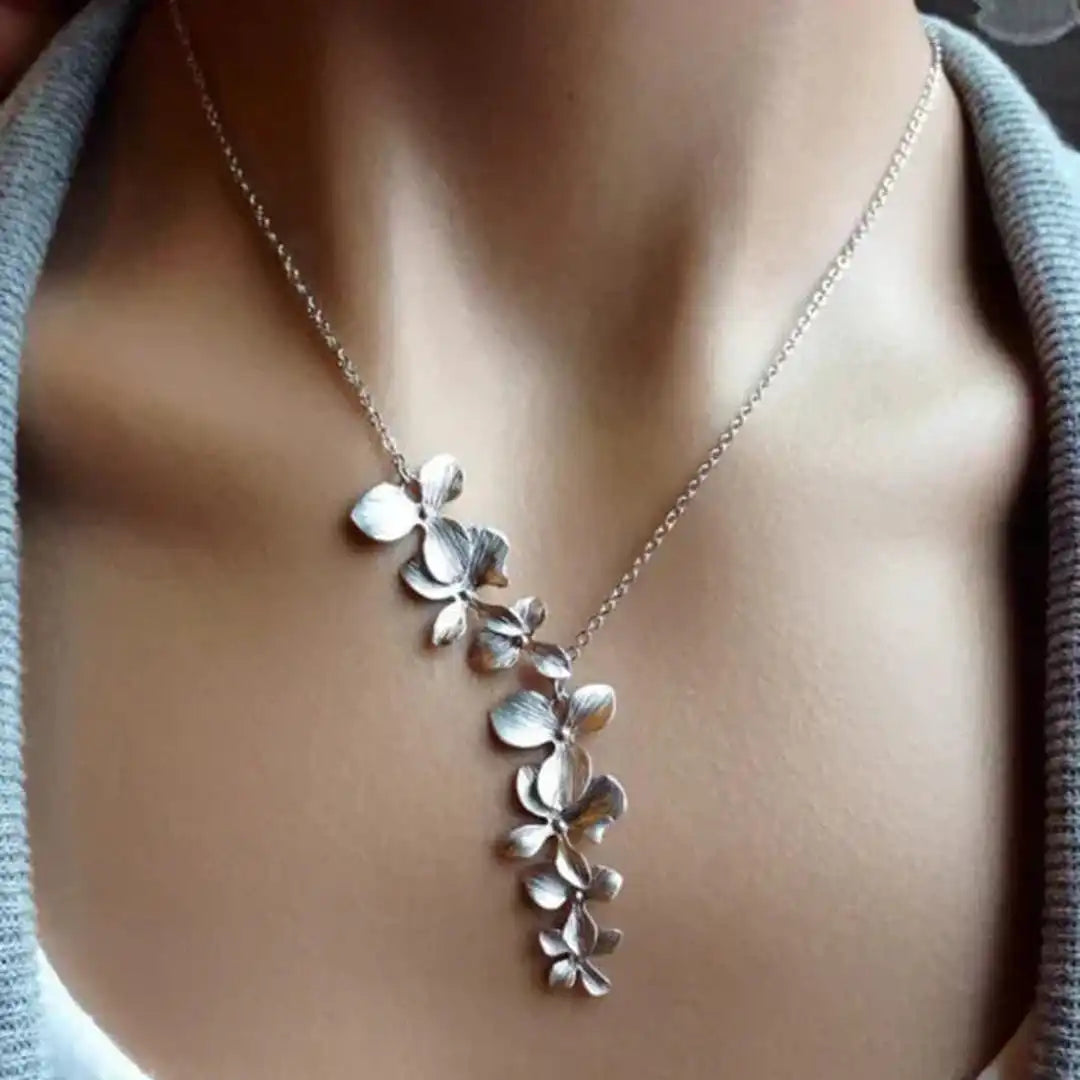 Silver Petals Charm Necklace