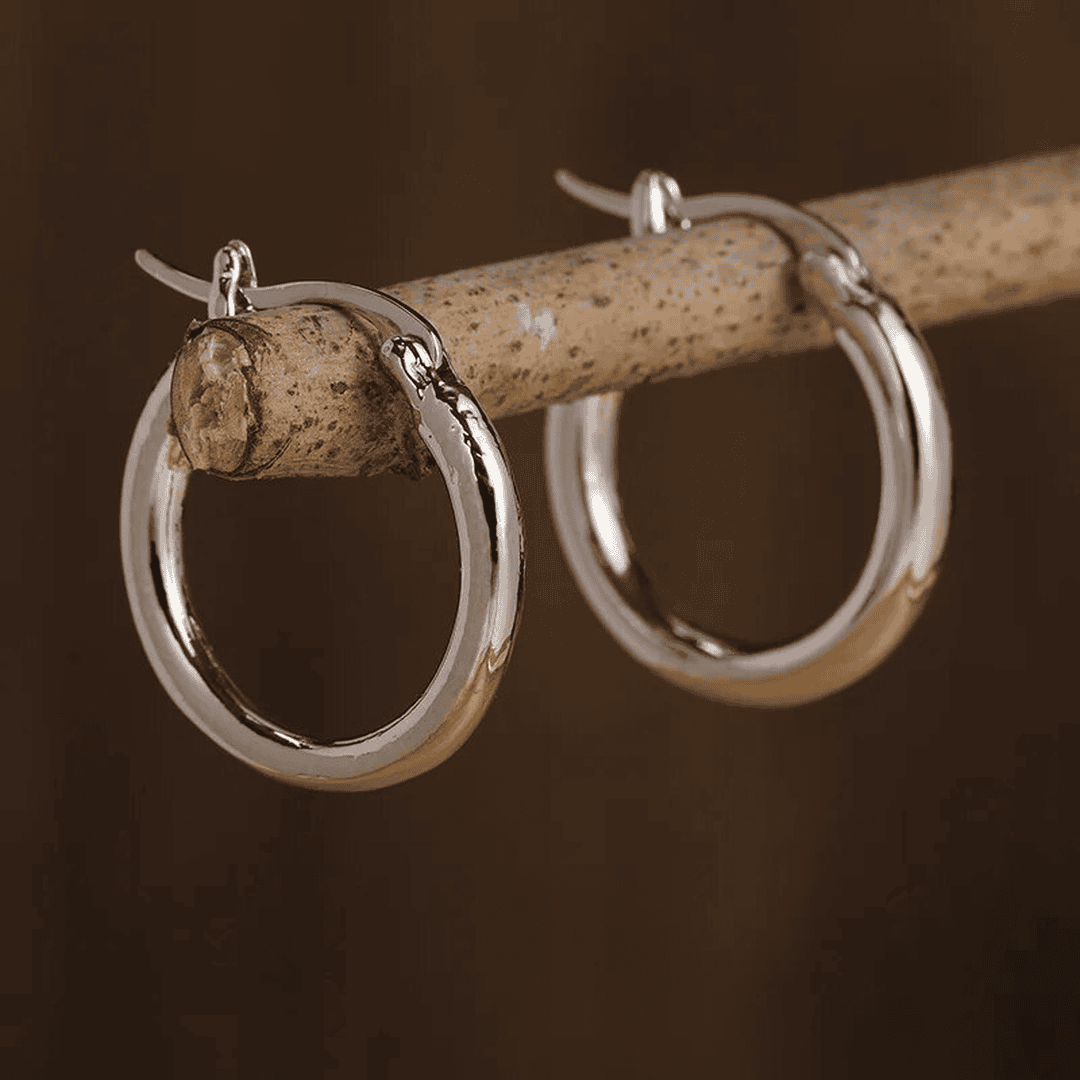 Polished Silver Classic Hoop Earrings
