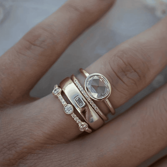Gold & Zirconia Ring Set