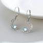 Celestial Silver Moonstone Crescent Earrings