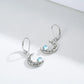 Celestial Silver Moonstone Crescent Earrings