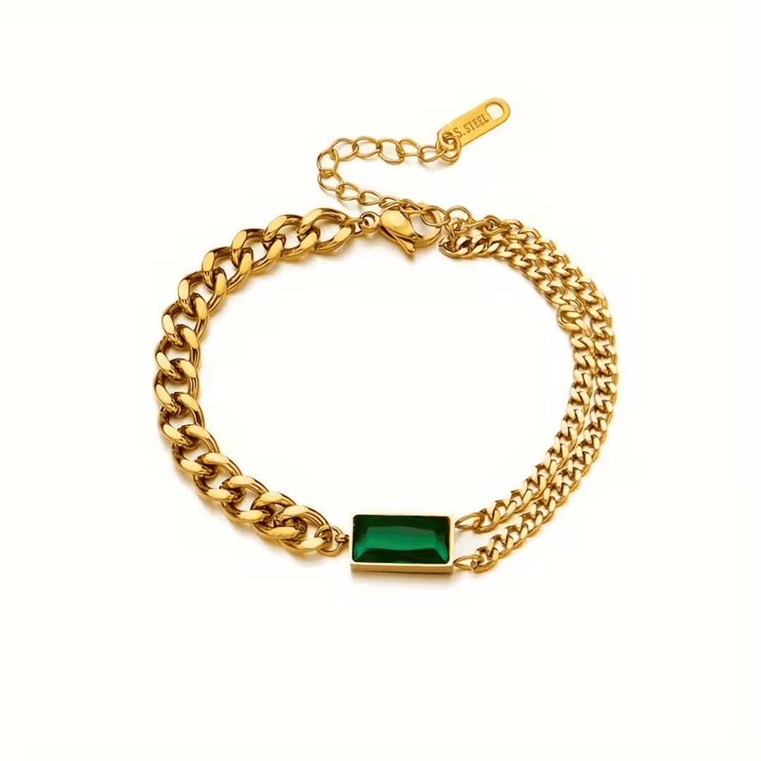 Emerald Bar Chain Bracelet