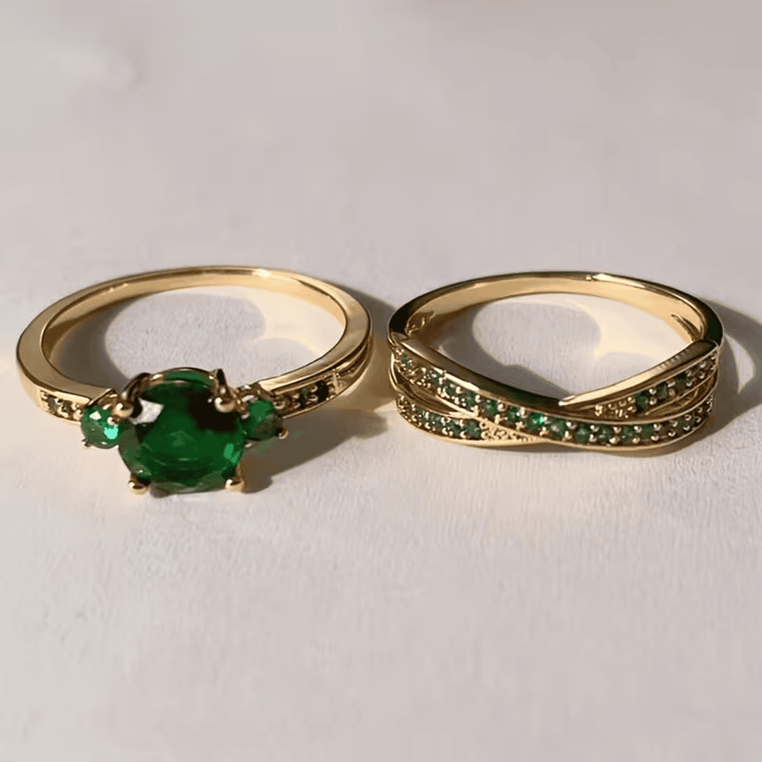 Emerald Duo Ring Set