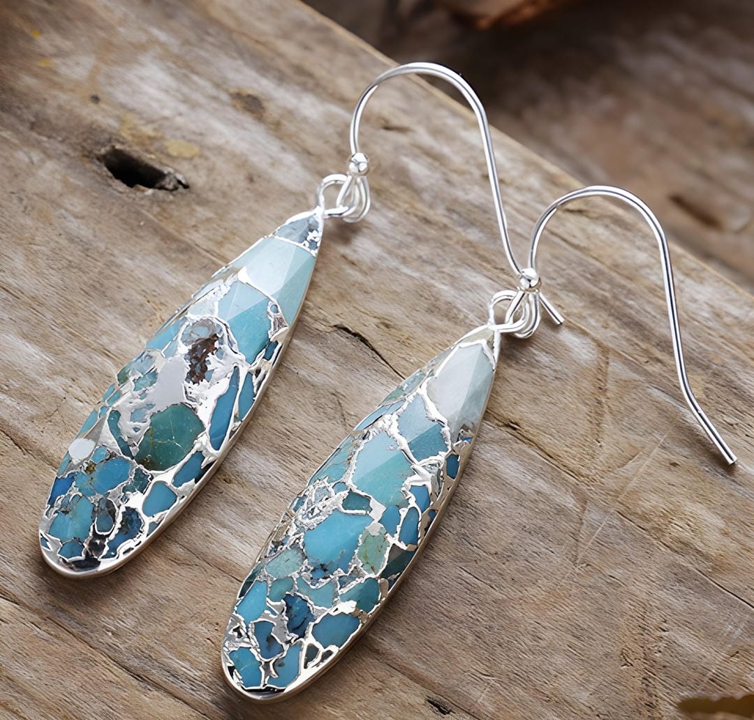 Chic Turquoise Jasper Teardrop Earrings