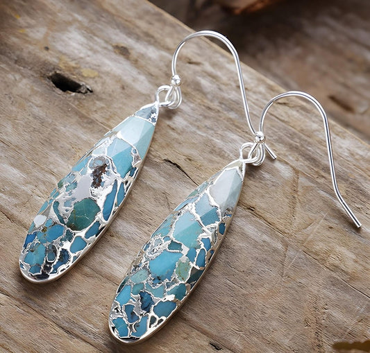 Chic Turquoise Jasper Teardrop Earrings