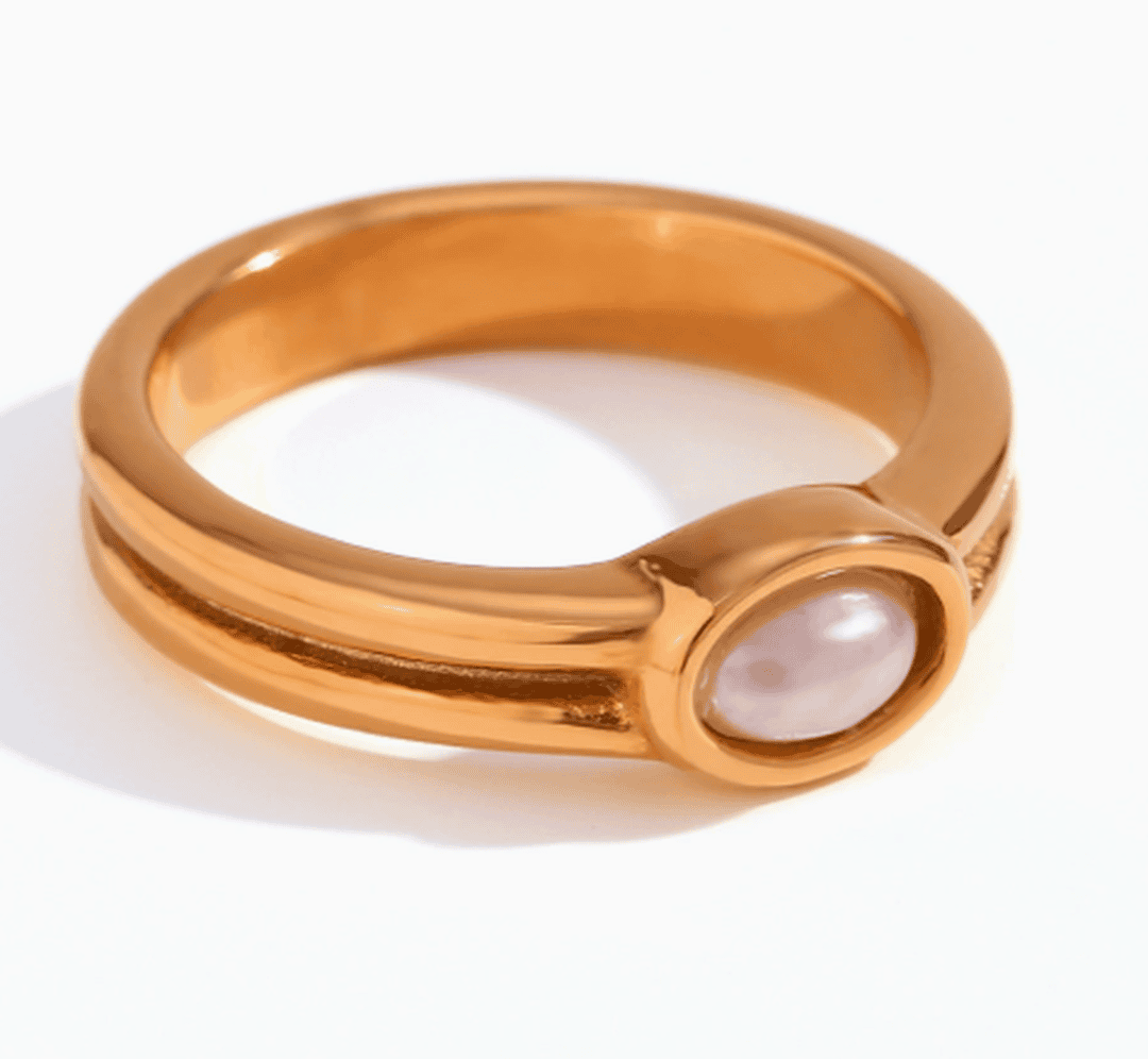Gold Stacking Rings with Pearl, Lapis, Turquoise