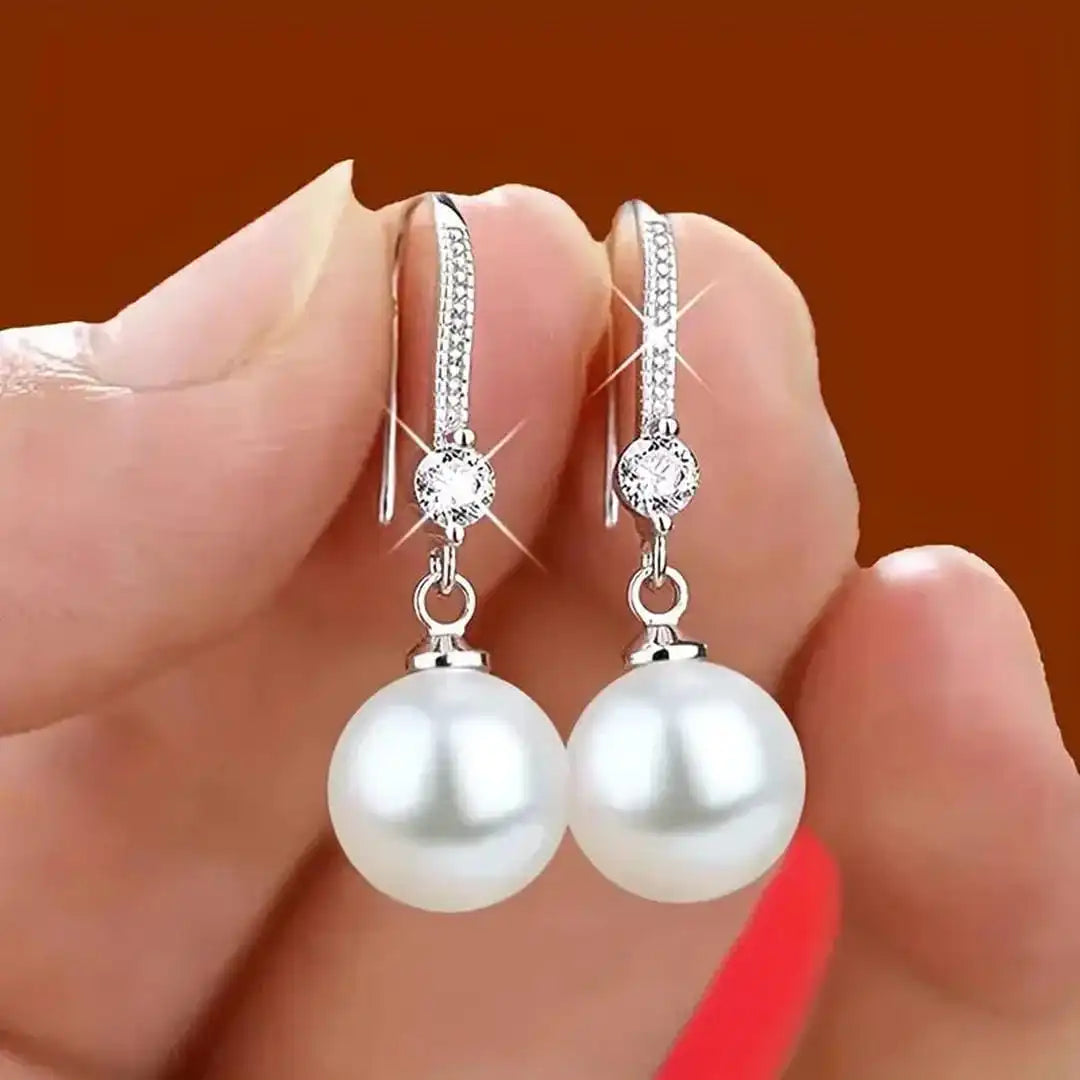 Lustrous Zirconia Pearl Drop Earrings