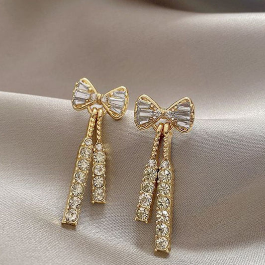 Exquisite Sparkle Bow Earrings