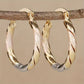 Vintage Round Hoop Gold Silver and Rose Earrings
