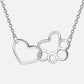 Silver Heart Paw Pendant Necklace