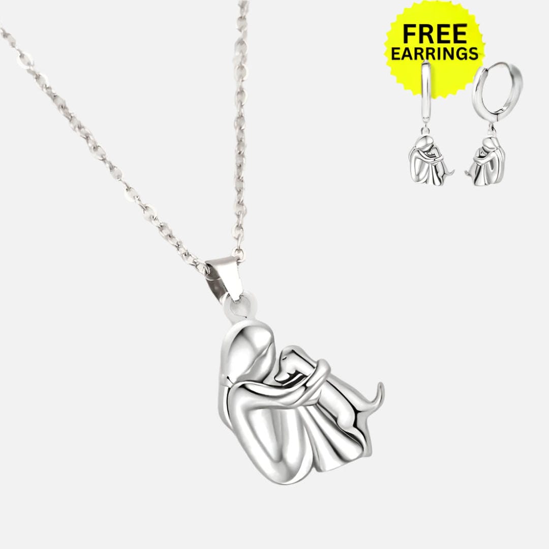 Hug Pendant Necklace with Bonus Earrings