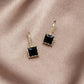 Crystal Black Stone Drop Earrings
