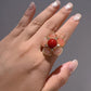 Rosy Halo Garden Ring