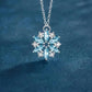 Blue Snowflake White Gold Flower Pendant Necklace