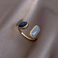 Dual Gemstone Adjustable Open Ring