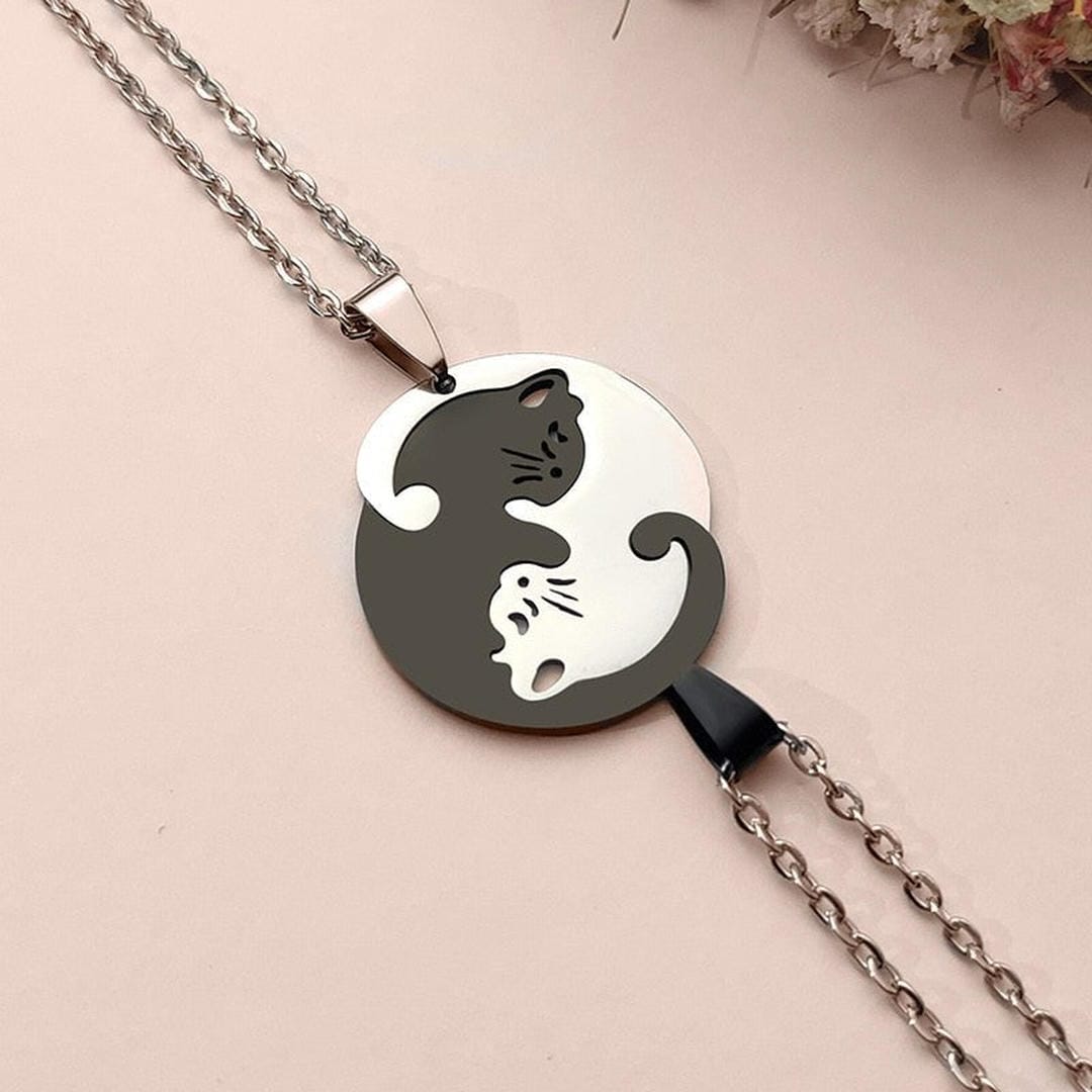 Elegant Cat Charm Stainless Steel Necklace